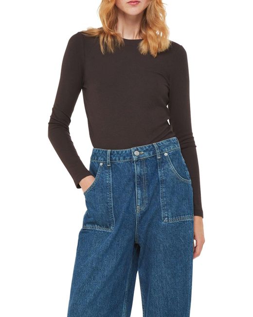Whistles Black Women's Essential Ribbed Crew
