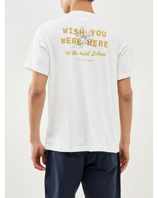Universal Works White Wish You Were Here Graphic T-Shirt for men
