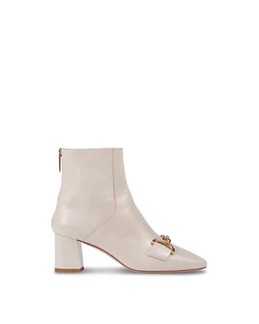 L.K.Bennett White Women's Nadina Ecru Crinkle Patent Ankle Boots