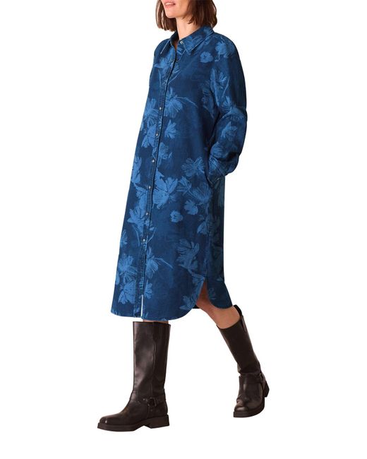 Whistles Blue Chalk Print Shirt Dress