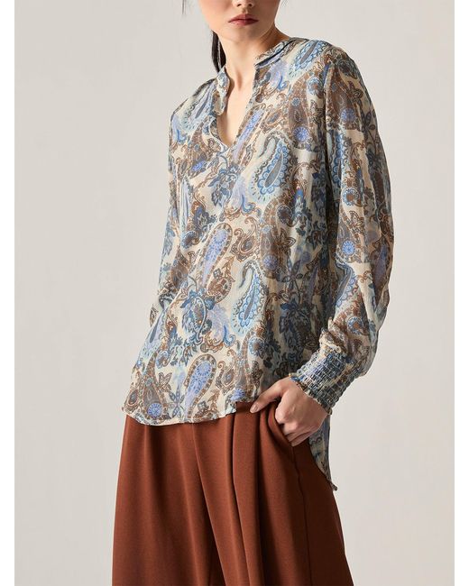 James Lakeland Blue Artistic Paisley Blouse, Polyester