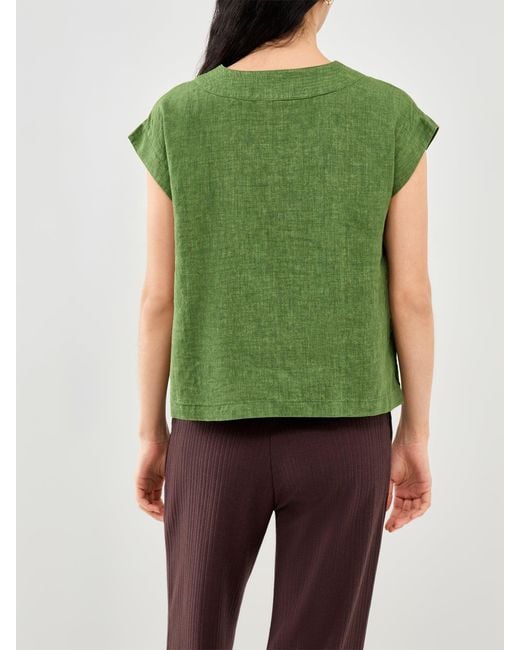 Eileen Fisher Green V-Neck Top