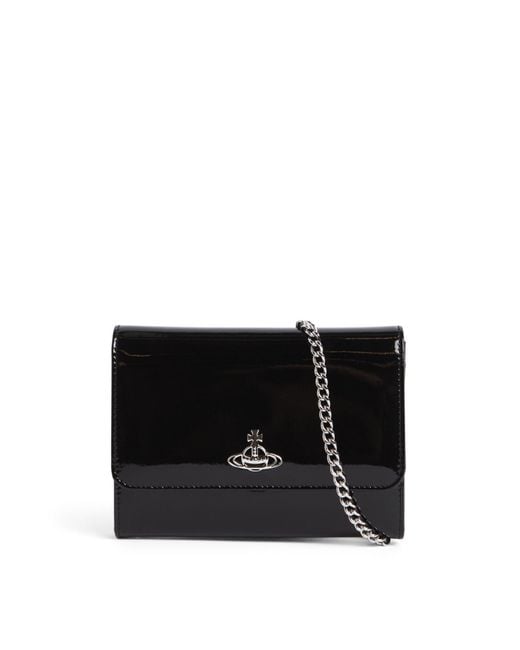 Vivienne Westwood Black Women's Shiny Crossbody Wallet