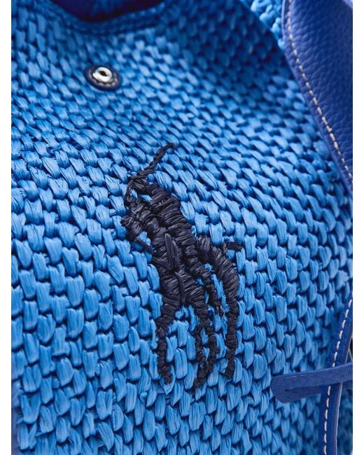 Polo Ralph Lauren Blue Raffia And Bucket Bag