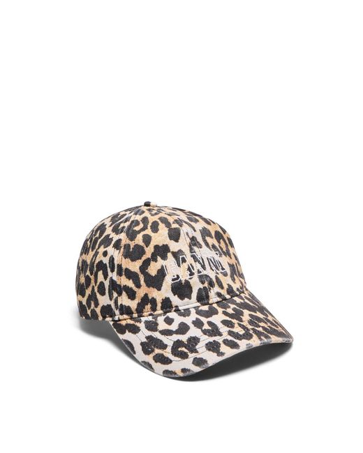 Ganni White Women's Leopard Print Cap
