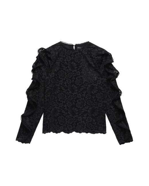 Mint Velvet Black Women's Lace Ruffle Top
