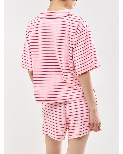 Pieces Pink Kay Frotte Short Sleeve Shirt Multi