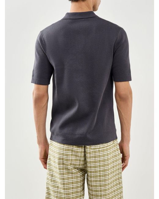 Fred Perry Blue Tonal Vertical Stripe Knitted Shirt for men