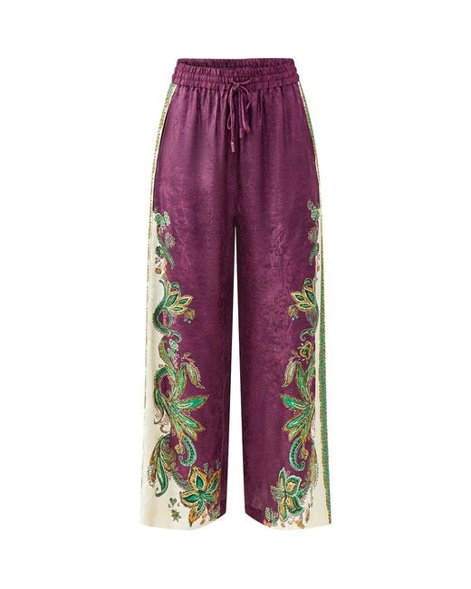 ALÉMAIS Purple Ruthie Wide Leg Trousers, Viscose