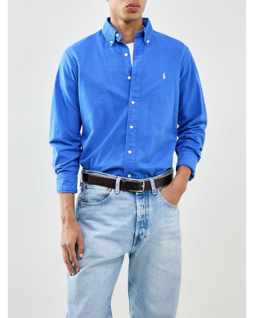 Polo Ralph Lauren Blue Custom Fit Oxford Shirt for men