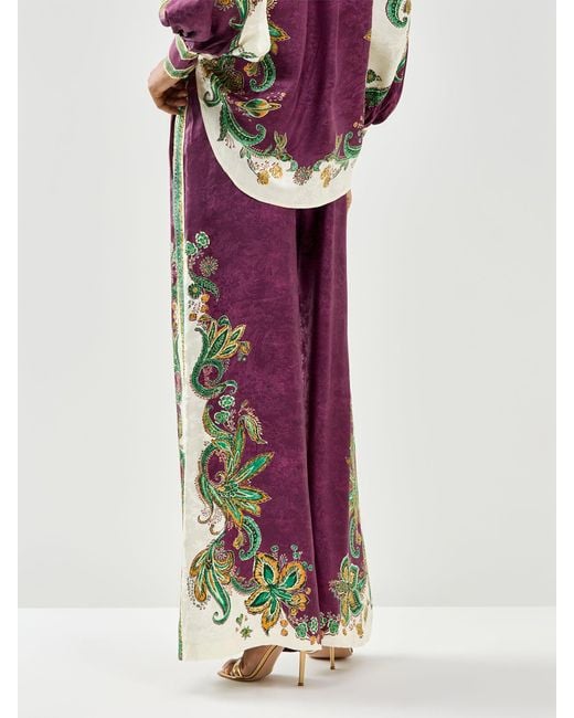 ALÉMAIS Purple Ruthie Wide Leg Trousers, Viscose