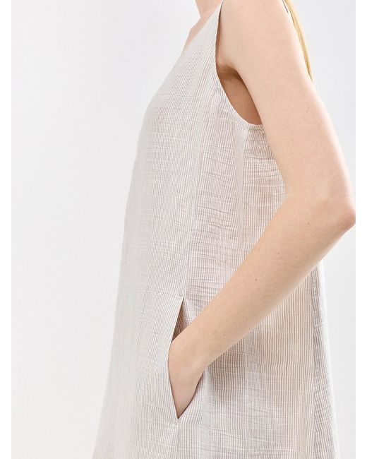 Eileen Fisher White Scoop Neck Midi Dress