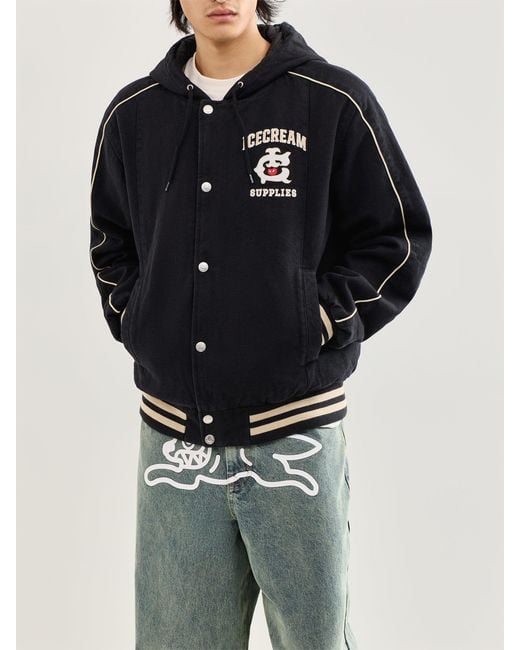 ICECREAM Black Hooded Work Jacket for men