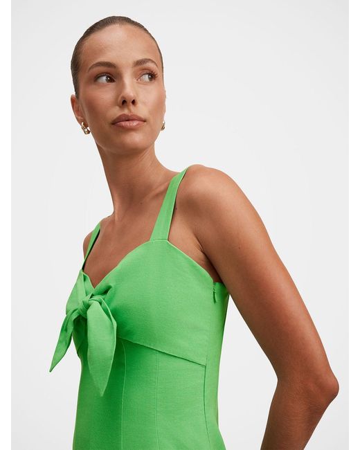 Forever New Green Kara Tie Front Midi Dress