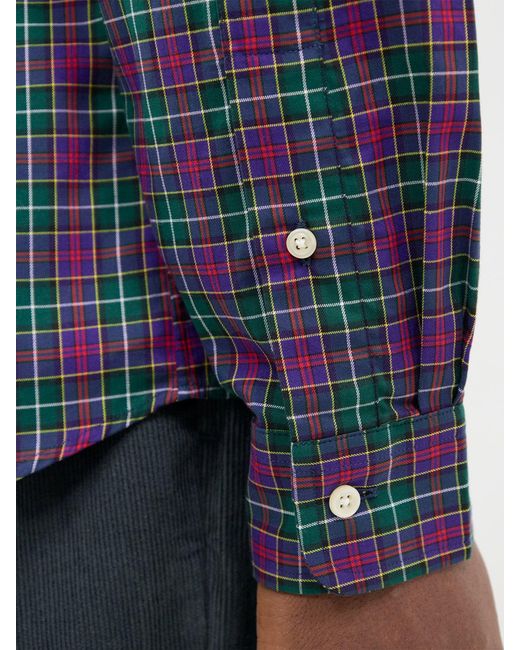 Polo Ralph Lauren Blue Custom Fit Sanded Twill Check Shirt for men