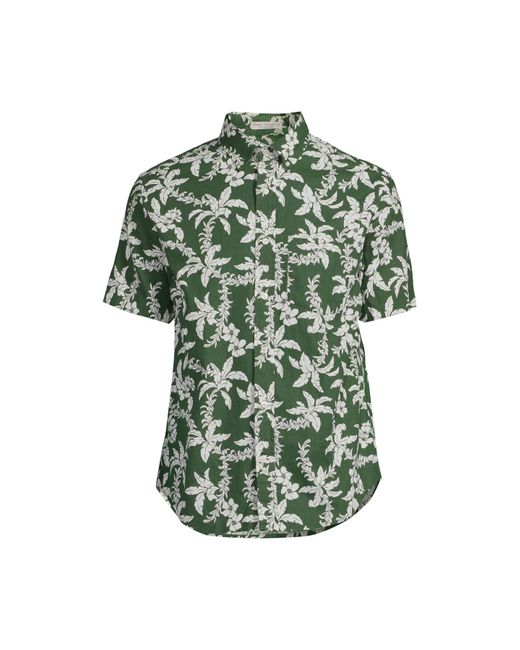 Gant Green Men's Cotton Linen Palm Short Sleeve Shirt for men