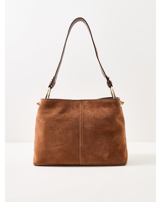 Strathberry Brown Lana Hobo Suede Tote Bag