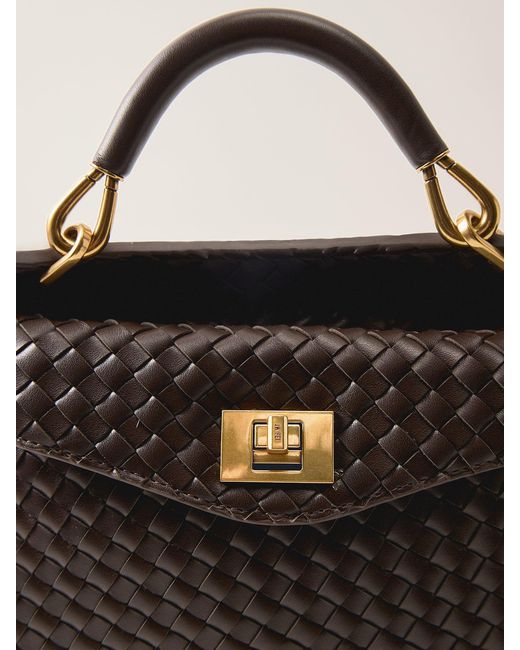 JW PEI Blue Lucia Classic Top Handle Woven Bag Cream