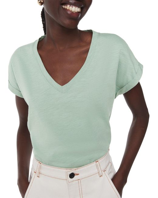 Whistles Green Women's Willa V Neck Cap Sleeve Tee