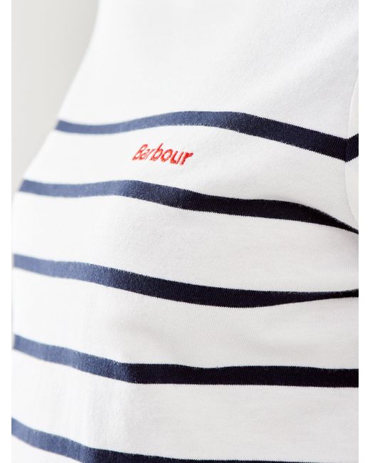 Barbour White Bradley Top Cloud Strpe