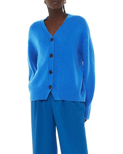 Whistles Blue Women's Textured Wool Mix Cardigan