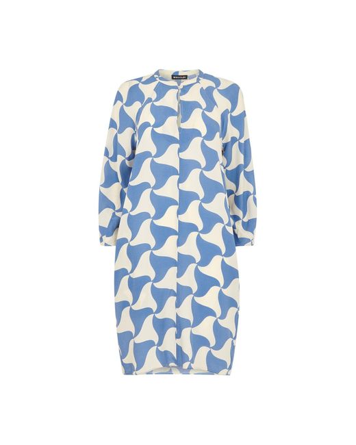 Whistles Blue Spun Triangle-Print Relaxed-Fit Woven Mini Dress