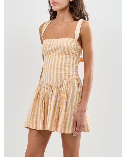 Free People Natural Laurel Plaid Mini Dress Neutral