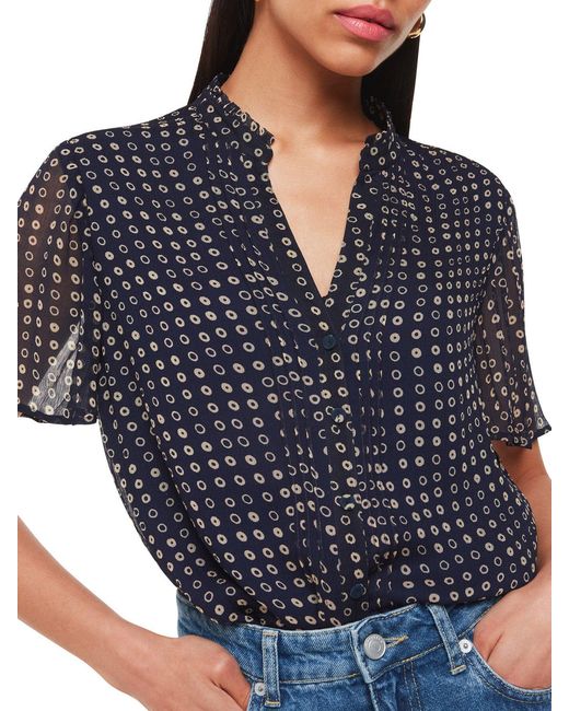 Whistles Blue Women's Spotted Hoop Frill Blouse