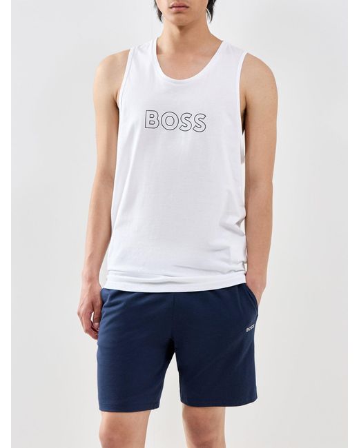 Boss Blue Embroidered Logo Stretch Shorts for men