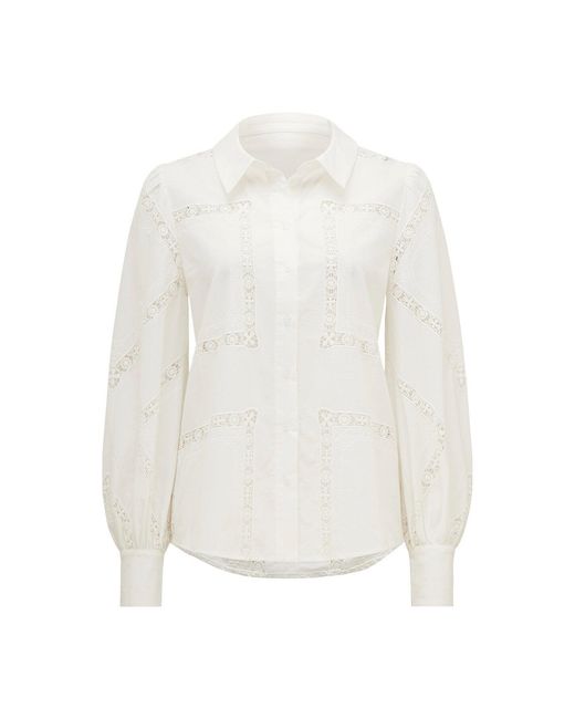Forever New White Brianna Broderie Shirt