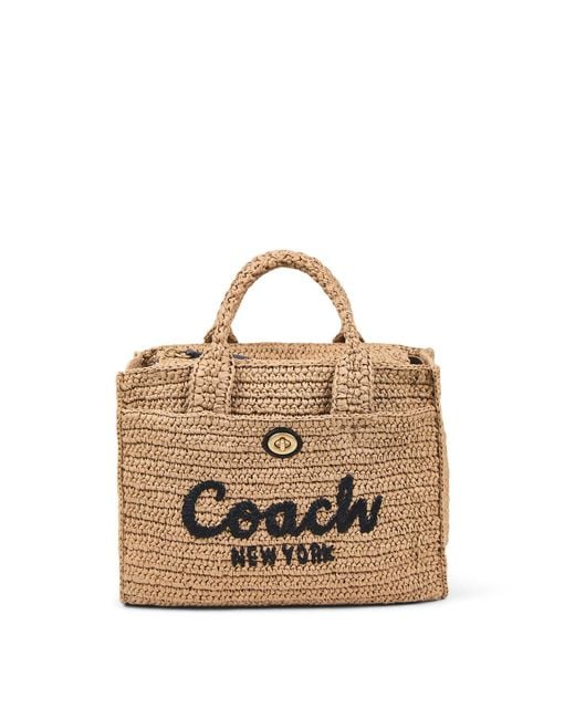 COACH White Straw Cargo Tote Bag 26