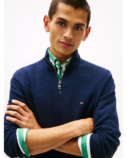 Tommy Hilfiger Blue Half-Zip Knit Jumper for men