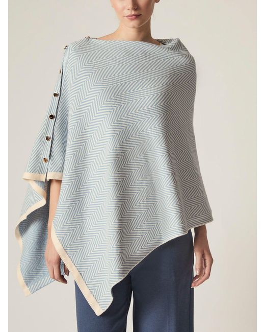 James Lakeland Blue Chevron Button Poncho