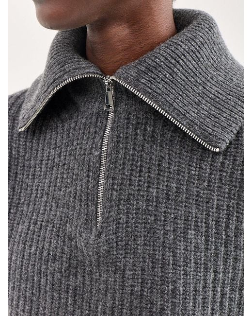 Weekend by Maxmara Gray Laser Zip Neck Jumper