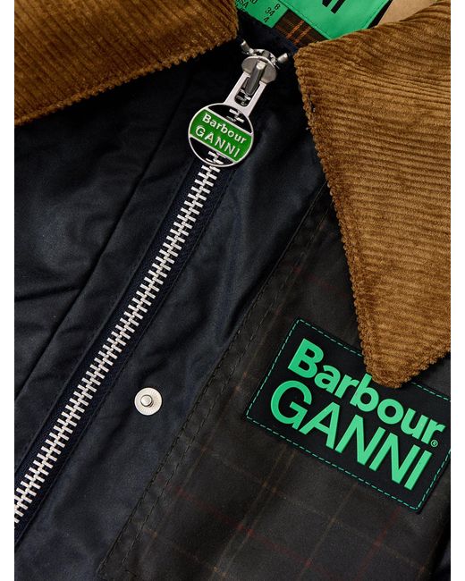 Barbour Blue X Ganni Hooded Duffle Wax Jacket