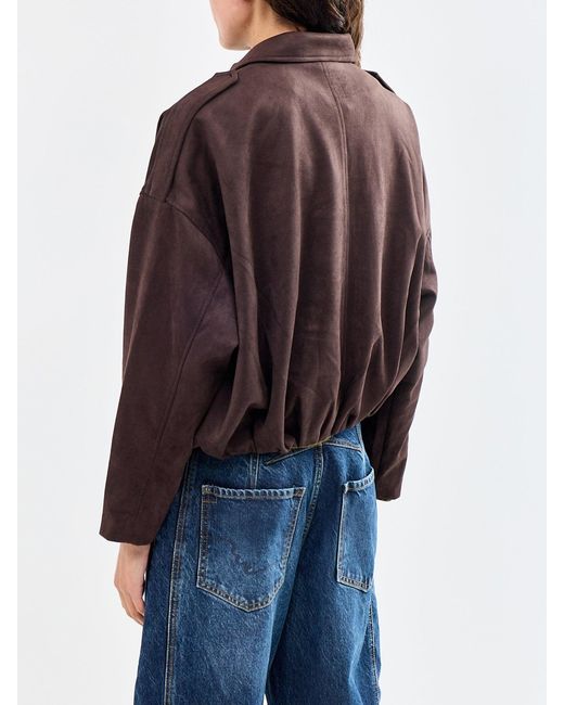 ONLY Brown Faux Suede Bomber Jacket