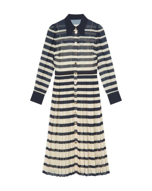 L.K.Bennett Blue Women's Tallis Spring Navy & Cream Placement Stripe Dress