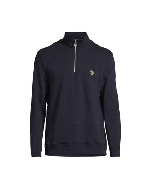Paul Smith Blue Zebra Quarter Zip Sweatshirt for men