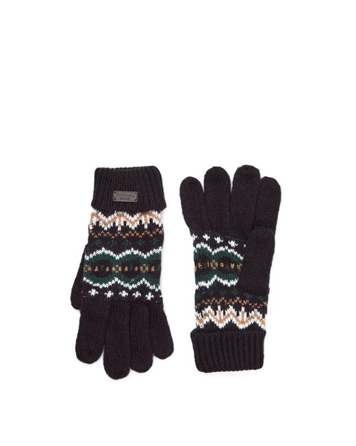 Barbour Black Case Fair Isle Gloves for men
