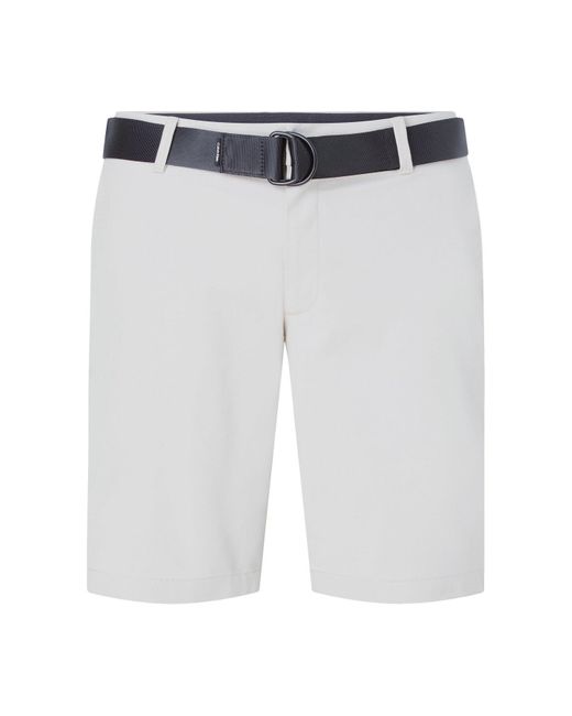 Calvin Klein White Slim Twill Belted Shorts for men