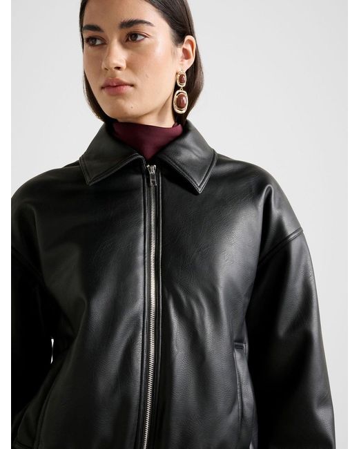 Forever New Black Mattie Cropped Bomber Jacket