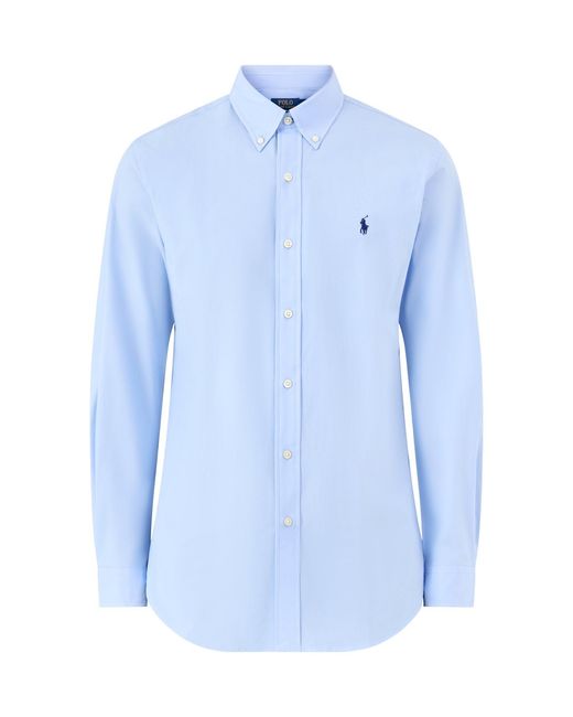 Polo Ralph Lauren Blue Custom Fit Poplin Shirt for men