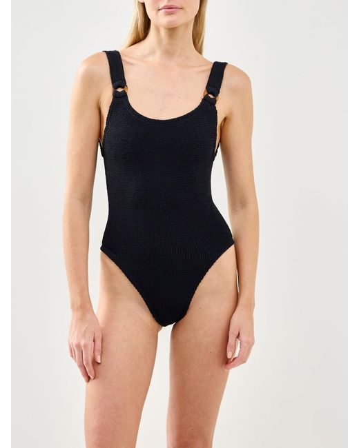 Hunza G Black Women's Domino Crinkle Swimsuit