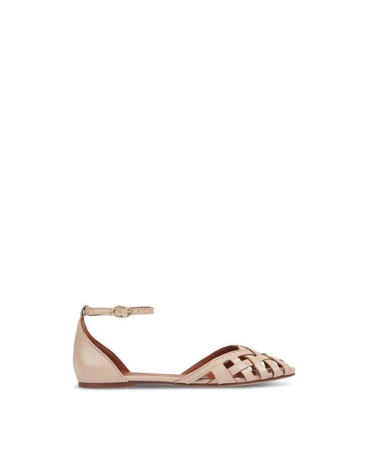 L.K.Bennett Brown Women's Bianca Camel Leather Cage-front Flat Sandals