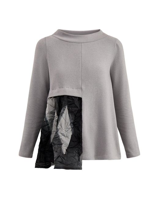 Mama B. Gray Textured Boat Neck Knit Top