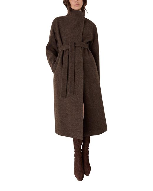 Whistles Brown Morgan Funnel Neck Coat Camel