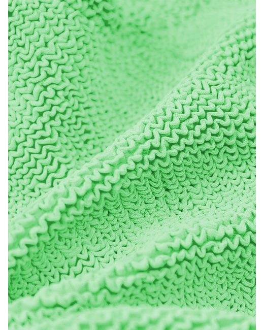 Hunza G Green Square Neck Crinkle Swimsuit