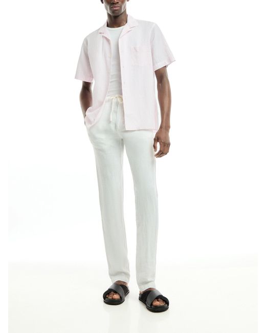 Hartford White Men's Palm Mc Searsucker Stripe Short Sleeve Shirt for men