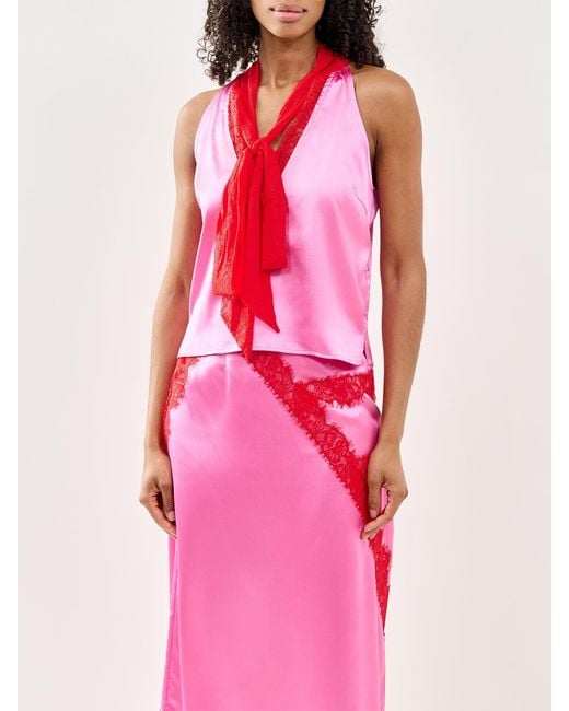 Never Fully Dressed Pink Lace Halter Top