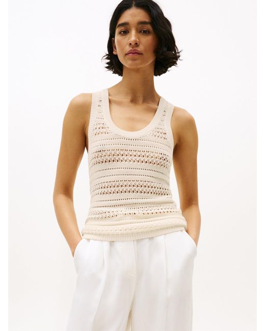 Tommy Hilfiger Natural Crochet Racerback Slim Tank Top